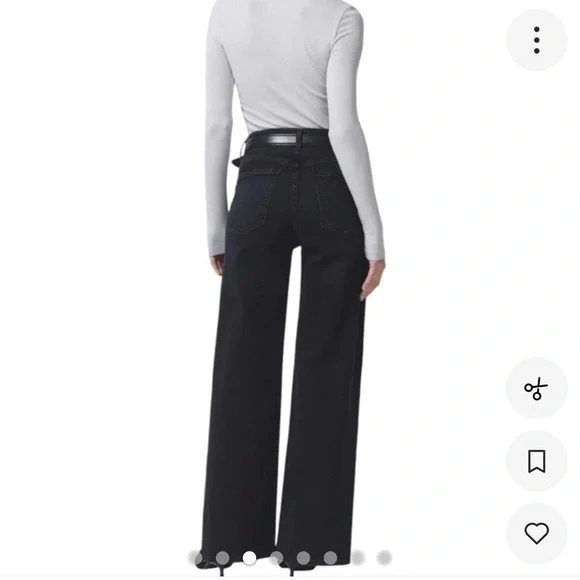 Citizens of Humanity Paloma Hi- Rise Wide Leg Baggy Black Jeans, Size 31